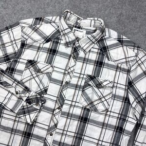 BKE‎ Buckle Shirt Mens 2XL White Plaid Athletic Western Pearl Snap Cowboy Ranch